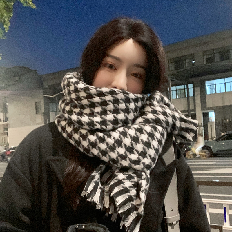 Nueva bufanda de pata de gallo de Cachemira como invierno popular Corea del Sur engrosada de las mujeres otoño e invierno cálido bufanda chal de los hombres