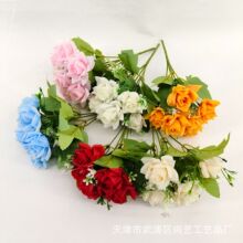 仿真卷边玫瑰小把花束玫瑰花婚庆家居酒店装饰摆放桌花假花批发