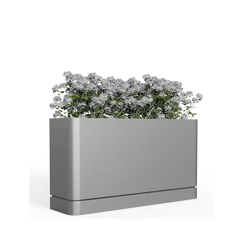 Barrera de hierro forjado al aire libre tanque de flores de acero inoxidable combinación caja de plantación rectangular departamento de ventas plaza carretera municipal