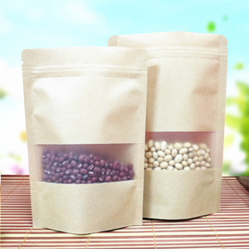 Wholesale Kraft Paper Window Hole Self-Sealing Bags, Baking Packaging Bags, Moisture-Proof Tea Bags, Snack Cookies New Year Bags