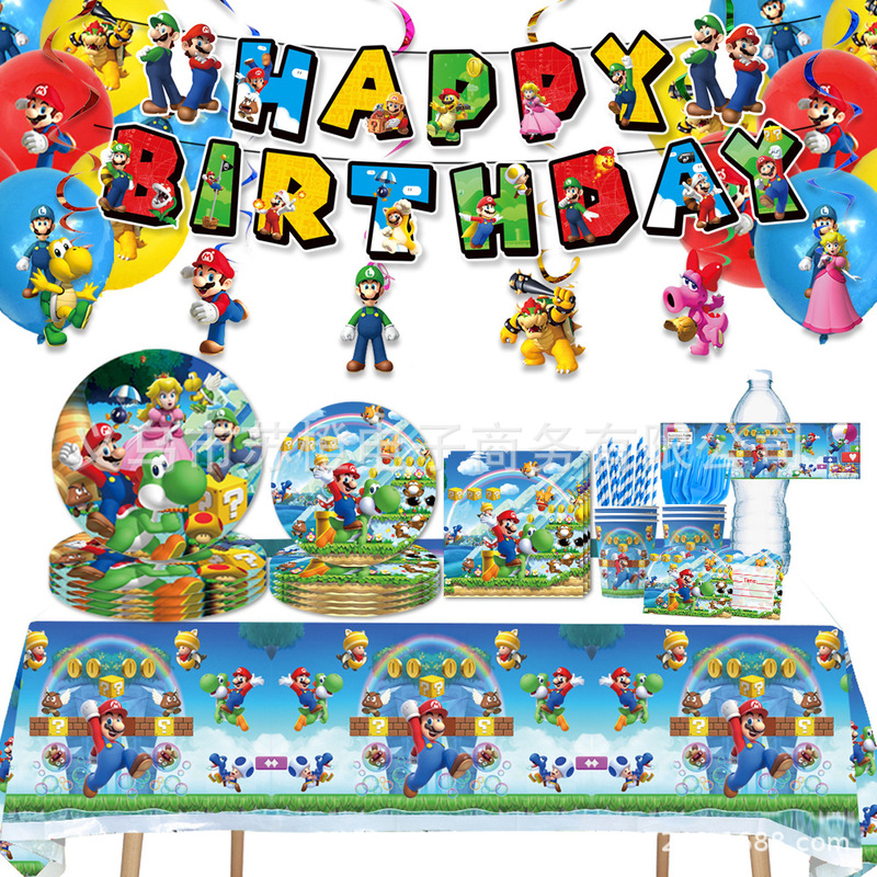 Amazon Blue Mario Super Mario Game Theme Birthday Party Decoration Banner Balloon Decoration