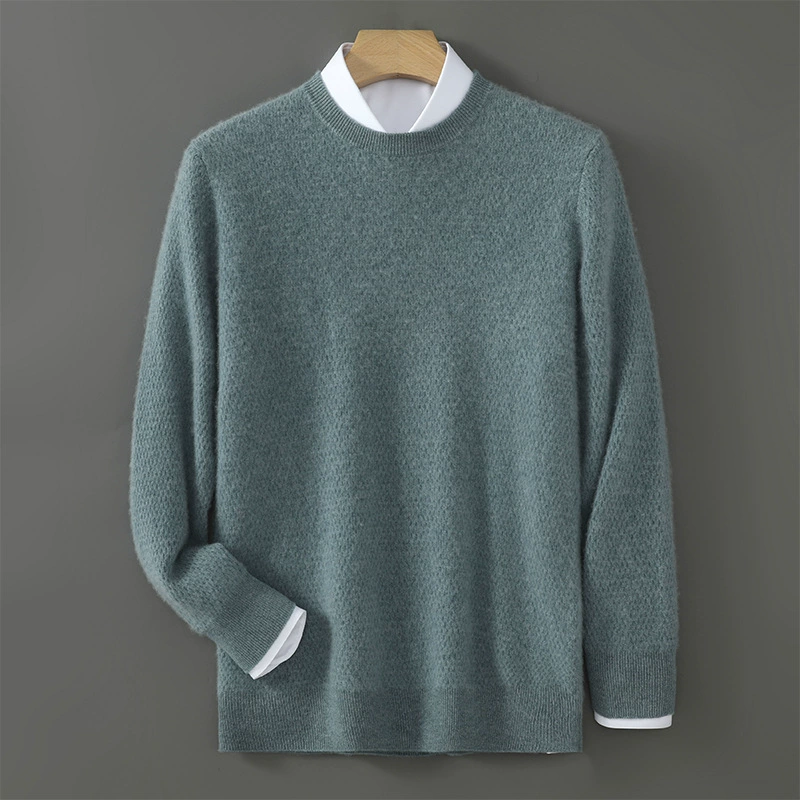 Solid woolen demi-season sweater with a round collar, universal long-sleeve, oversize