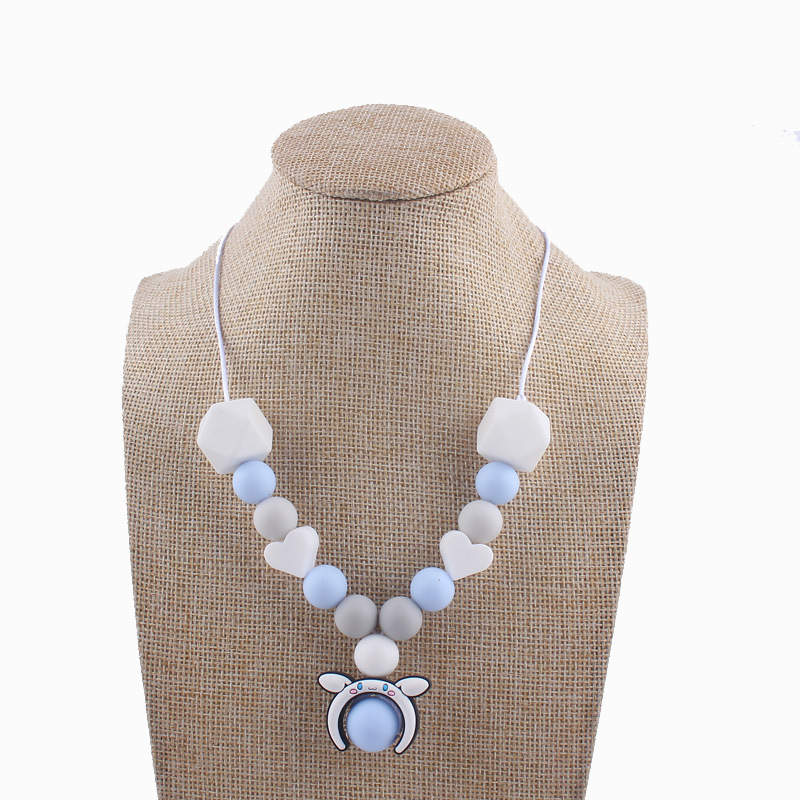 Amazon AliExpress al por mayor de silicona collar de cuentas de bricolaje auto-diseñado de joyería de grado alimenticio mordedura de bebé de molienda