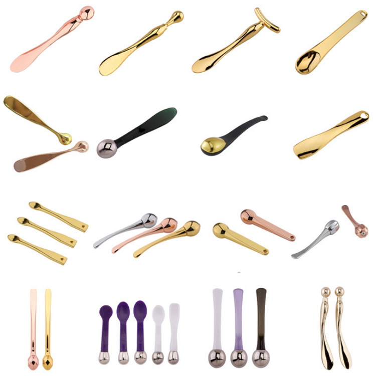 锌合金眼霜棒冰镇金属按摩棒带孔美容棒面部护理化妆品刮痧工具