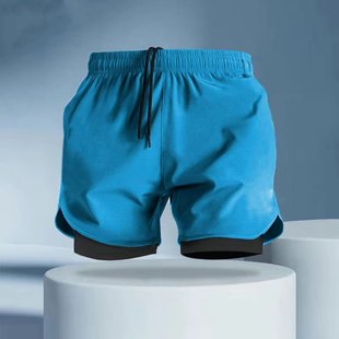 American Basketball Training Shorts Track and Field Running Marathon Quick-Drying Pants Sports Vacation Two-Piece Lined Swimming Trunks for Men