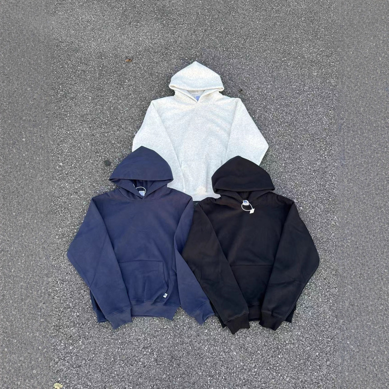 Russell 90S Pure Color Basic Brushed 420g Fleece Hooded Sweatshirt Tight Waist Cleanfit Commuter Hoodie Russell 90S Pure Color Basic Brushed 420g Fleece Hooded Sweatshirt Tight Waist Cleanfit Commuter Hoodie