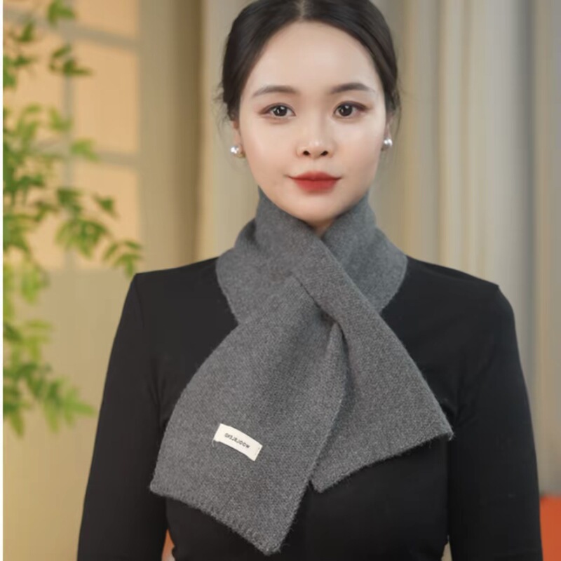 Fashionable and Versatile Knitted Wool Blend Warm Neck Scarf, Short Cross-Over Scarf, Solid Color, Unisex, Stylish Fashionable and Versatile Knitted Wool Blend Warm Neck Scarf, Short Cross-Over Scarf, Solid Color, Unisex, Stylish