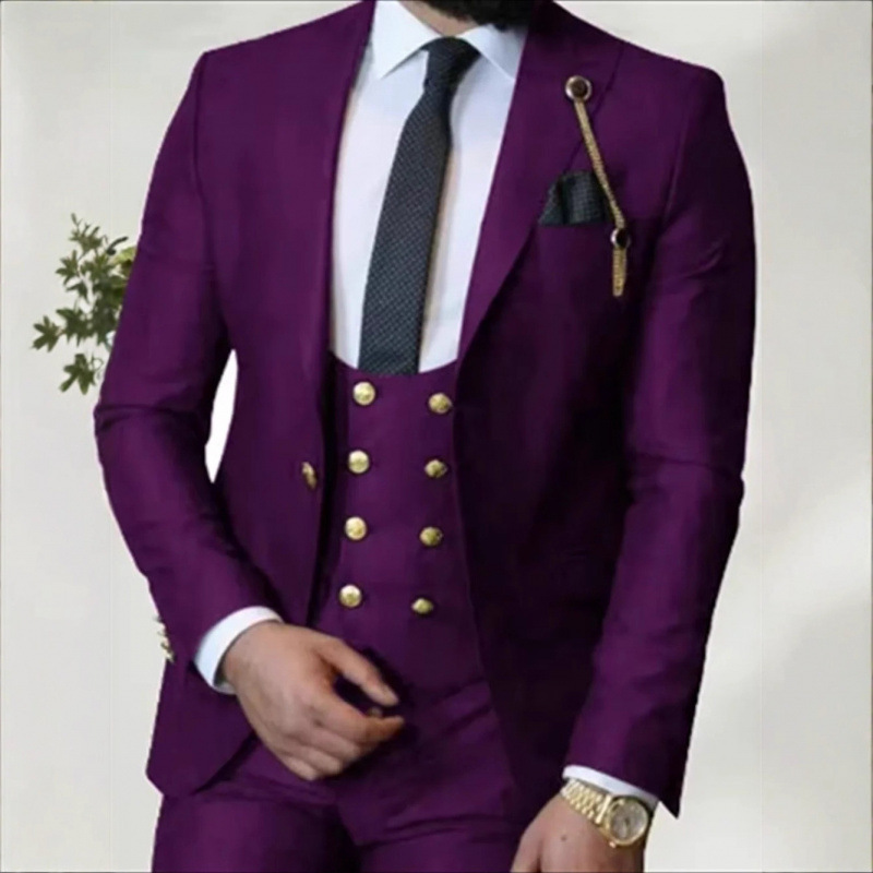 Aliexpress Three-Piece Suit Foreign Trade Cross-Border Men's Suit Suit Slim Light Business Banquet Dress High-End Aliexpress Three-Piece Suit Foreign Trade Cross-Border Men's Suit Suit Slim Light Business Banquet Dress High-End