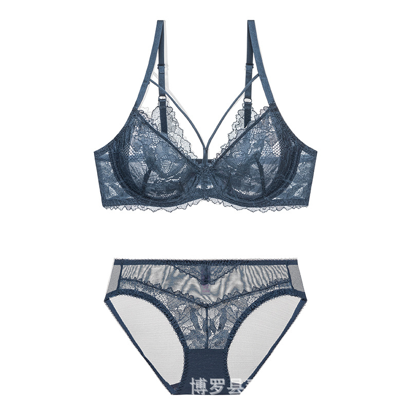 Procesamiento personalizado comercio exterior ropa interior de talla grande traje de ropa interior femenina personalizada encaje espalda hermosa sujetador sexy ultrafino