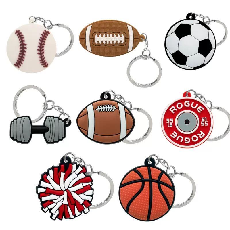 跨境现货运动卡通动漫PVC钥匙扣可爱ins包配饰品挂件礼品钥匙环圈