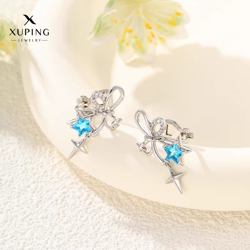 Xuping joyería arco de mariposa francesa estrella simple incrustado gemas artificiales temperamento dulce cool auriculares al por mayor