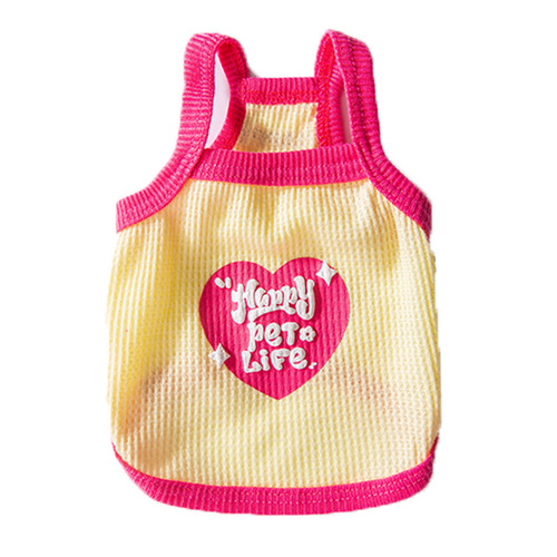 Spring and summer dog clothes love waffle thin pet sling cat and dog macaron color pet clothes