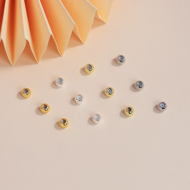 Silicone Round Adjustment Positioning Beads 18K Real Gold Color-Preserving DIY Handmade Necklace Chain Spacer Bead Accessories Wholesale