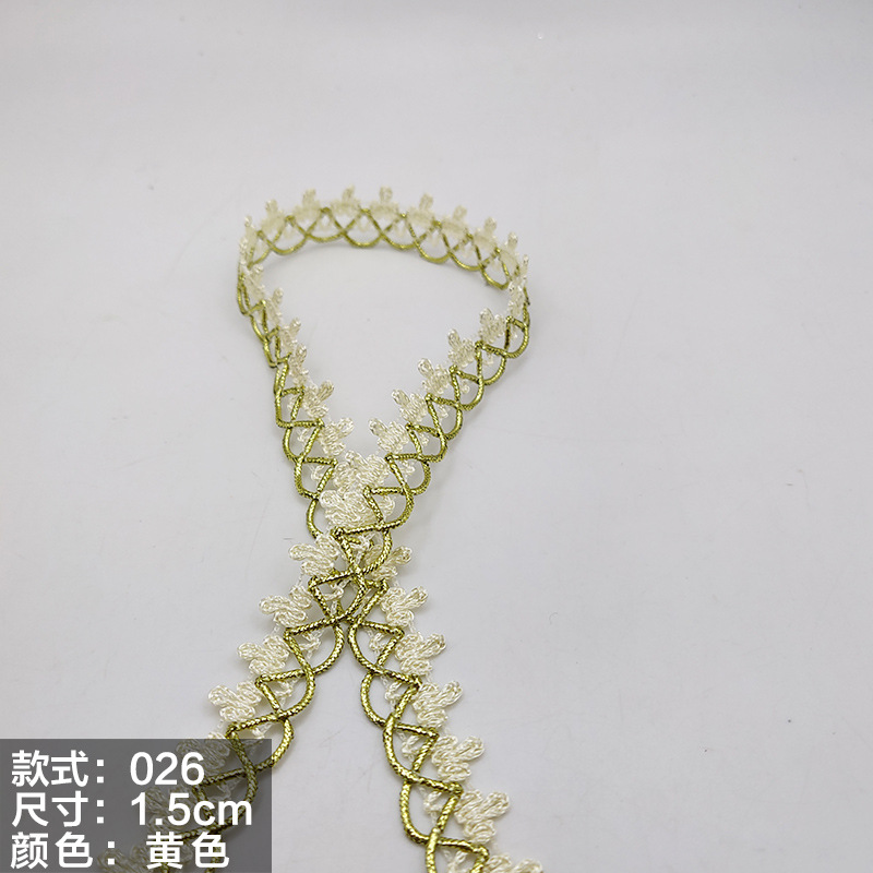 Colorido encaje de oro y plata perlas de triángulo de seda al por mayor de oro y plata cebolla diente borde DIY rendimiento accesorios de ropa estilo étnico cinta