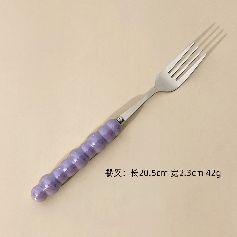 クロスボーダークリエイティブセラミックハンドルナイフ、フォーク、スプーン、高価値ステンレス洋食ナイフ、スプーン、フォーク、デザートスプーン4点セット|undefined