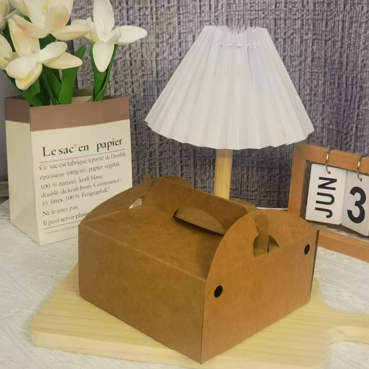 Caja de pastel de queso portátil blanca Caja de postre cuadrada de 6 pulgadas y 8 pulgadas Caja de embalaje de embrión de pastel vasco Caja de embalaje