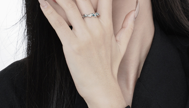 Fashion Geometric Sterling Silver Epoxy Open Ring 1 Piece