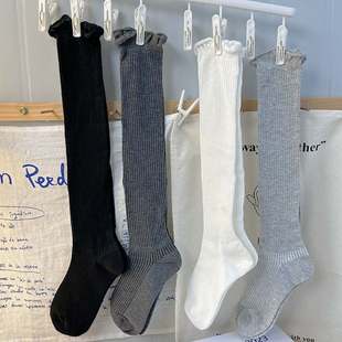 Gray gentle skinny socks Women's Spring and Autumn half versatile stockings black high socks long cotton socks White