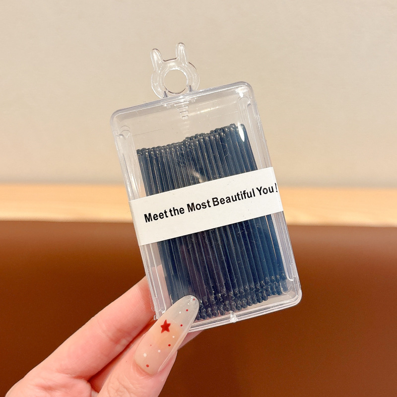 Simple caja negra una abrazadera de acero abrazadera de cabeza de bola de mujer cabello fijo en forma de U clip de cabello cabeza de abrazadera de pestaña invisible