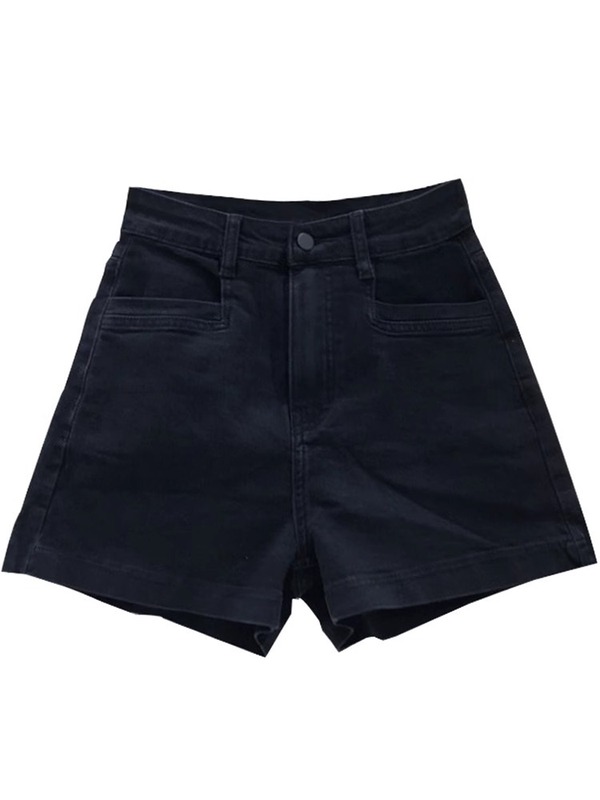洋ナシ体型女性用黒デニムショートパンツ夏薄い大きいサイズ少し太いmmハイウエスト痩身Aラインワイドレッグホットパンツ|undefined