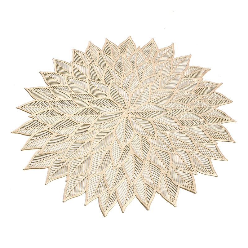 Alfombrilla de mesa de lujo ligera transfronteriza para el hogar, diseño moderno, alfombrilla de mesa lavable, costura de moda creativa, posavasos de hojas al por mayor