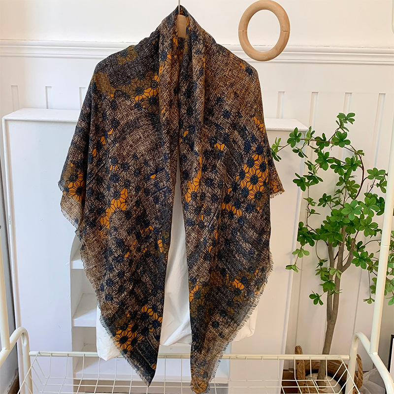 Bufanda de seda, bufanda cuadrada, sensación de alta calidad, estilo bohemio, multiusos, todo fósforo, bufanda, bufanda, pañuelo en la cabeza, chal exterior