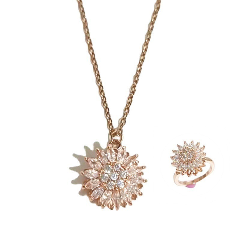 Plating, Flowers Design Titanium Steel Simple Style Fashion Plating Flowers Flower Zircon Necklace