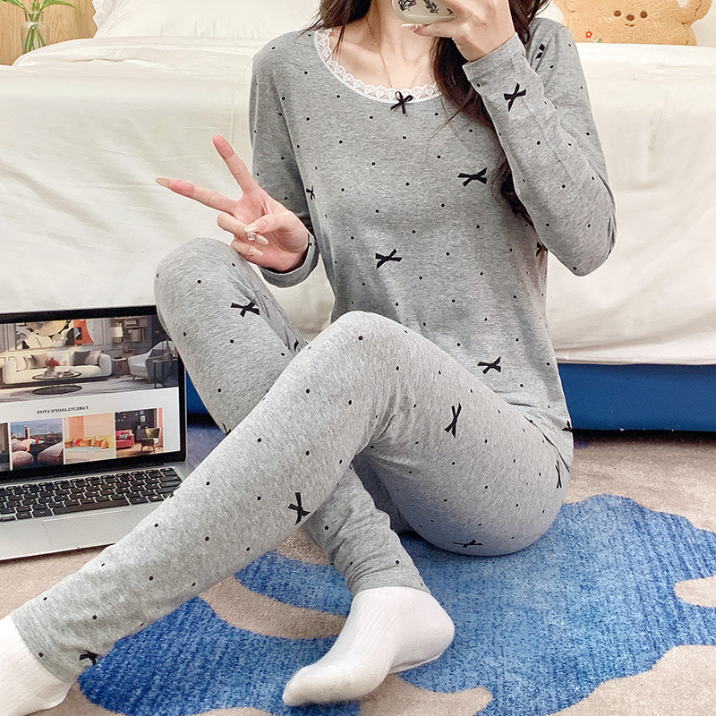 Women's Pajamas Autumn and Winter Thermal Underwear Base Layer Long-Sleeve Spring and Autumn Loungewear Set Women's Pajamas Autumn and Winter Thermal Underwear Base Layer Long-Sleeve Spring and Autumn Loungewear Set
