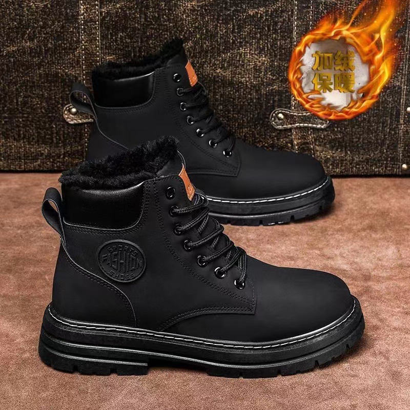 Martin botas de hombre de lana forrada caliente invierno ropa de trabajo botas estilo británico botas cortas estilo coreano botas impermeables zapatos de moda de los hombres image 6