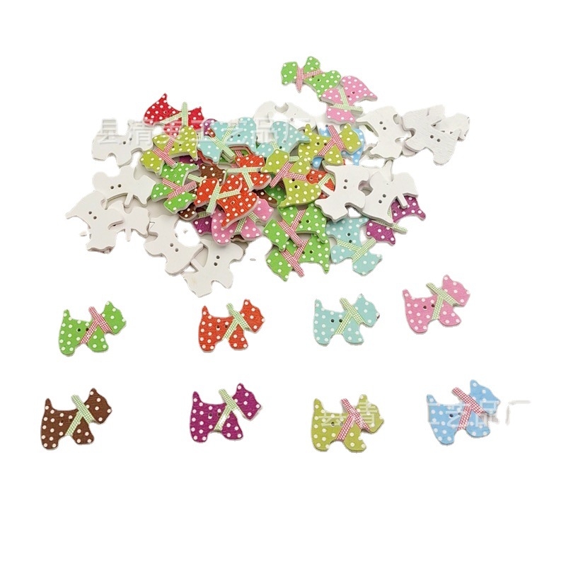 Envío gratis lindo cachorro botones de madera accesorios hechos a mano para niños 50 pcs/paquete Mengbao camisa de todo fósforo