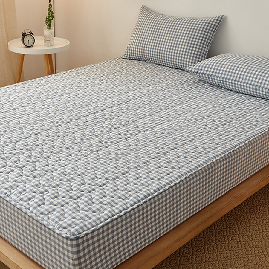 Clase A 100 sábana de algodón puro de algodón de una sola pieza cubierta de cama con todo incluido de algodón cubierta protectora de colchón funda de cama de sábana antideslizante y antipolvo image 11