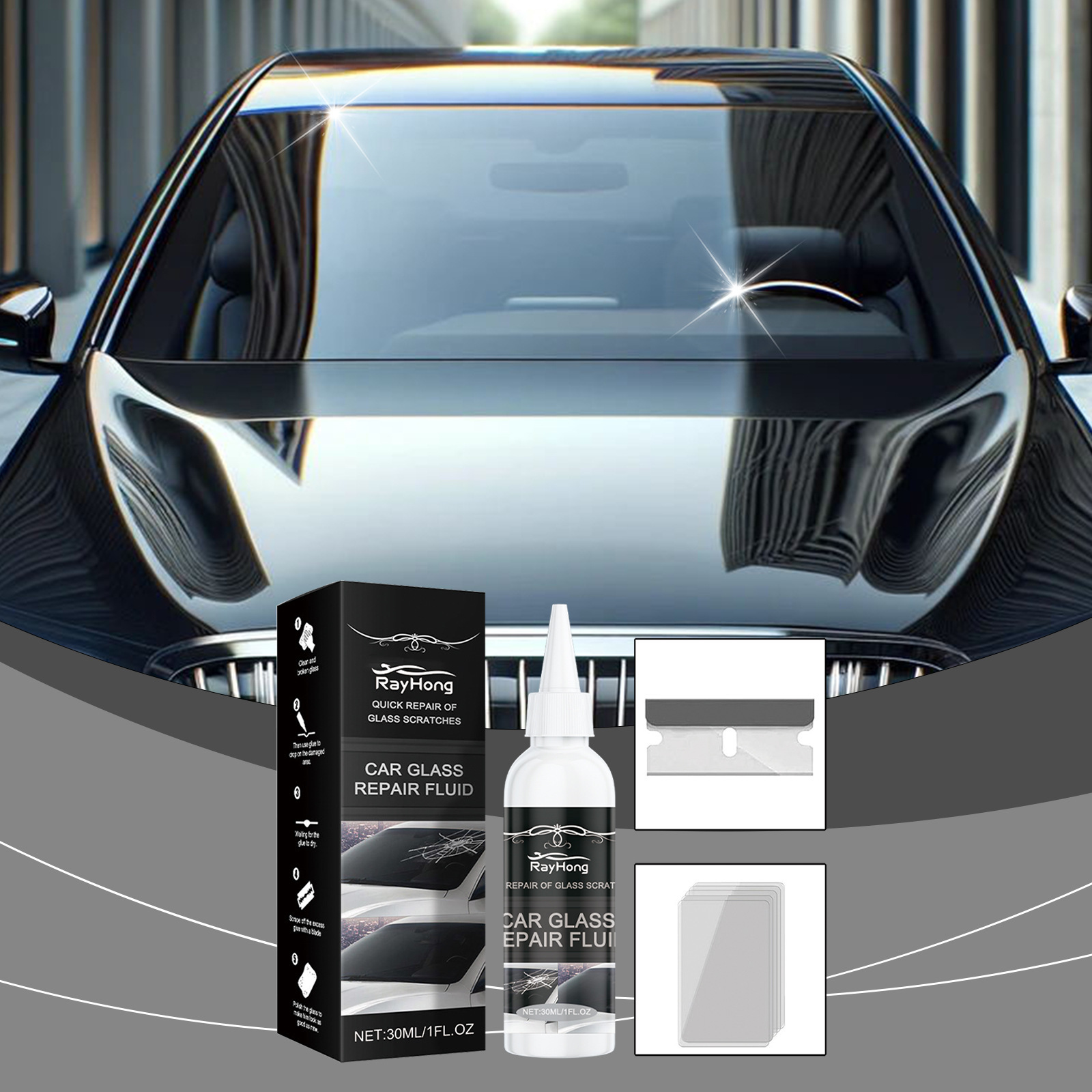 Rayhong Car Glass Repair Glue Glass Nano Repair Liquid Quick Repair Crack Glass Repair Glue
