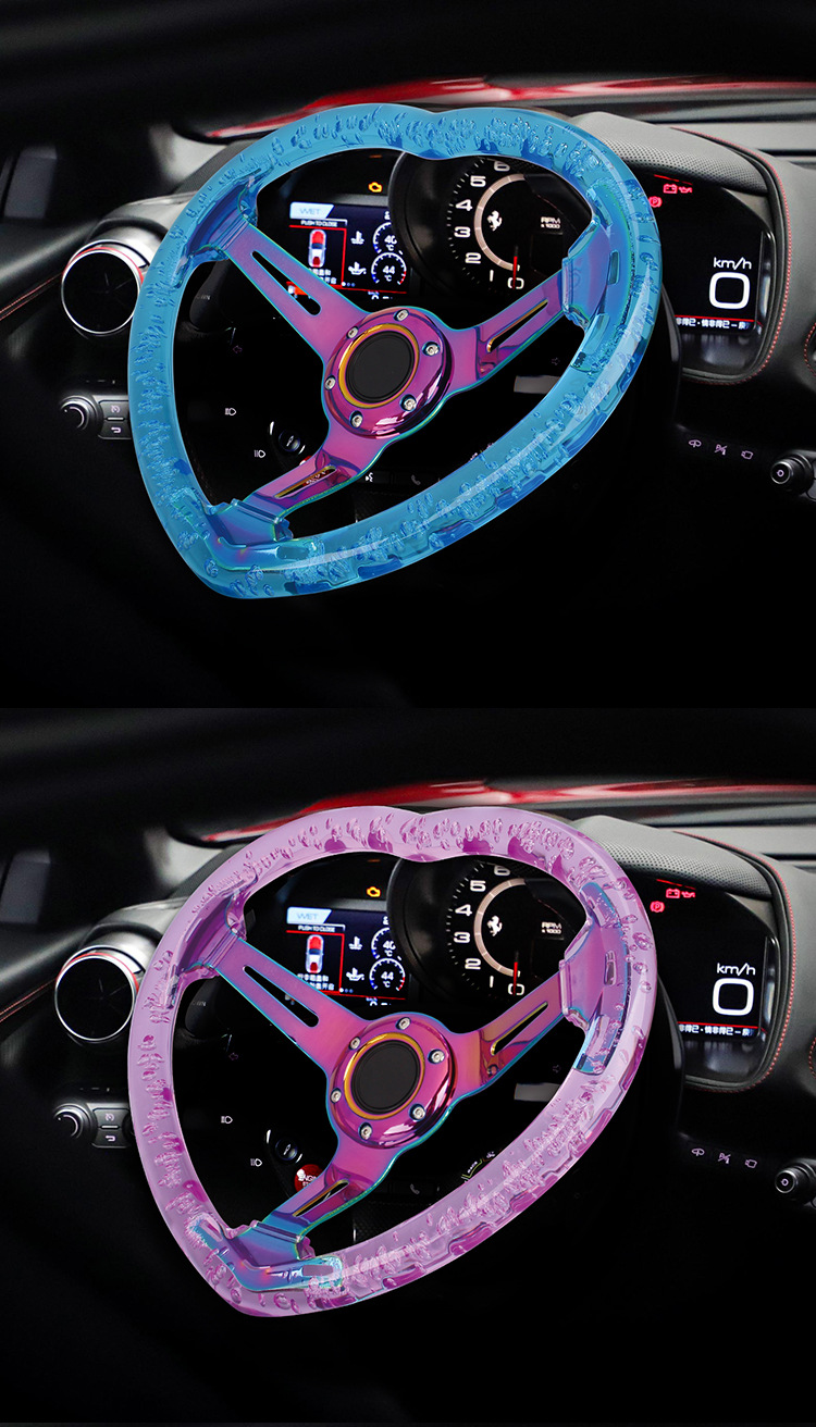 14inch Car Modification Acrylic Crystal Steering Wheel Transparent Racing Competition Quick Release Steering Wheel 350mm