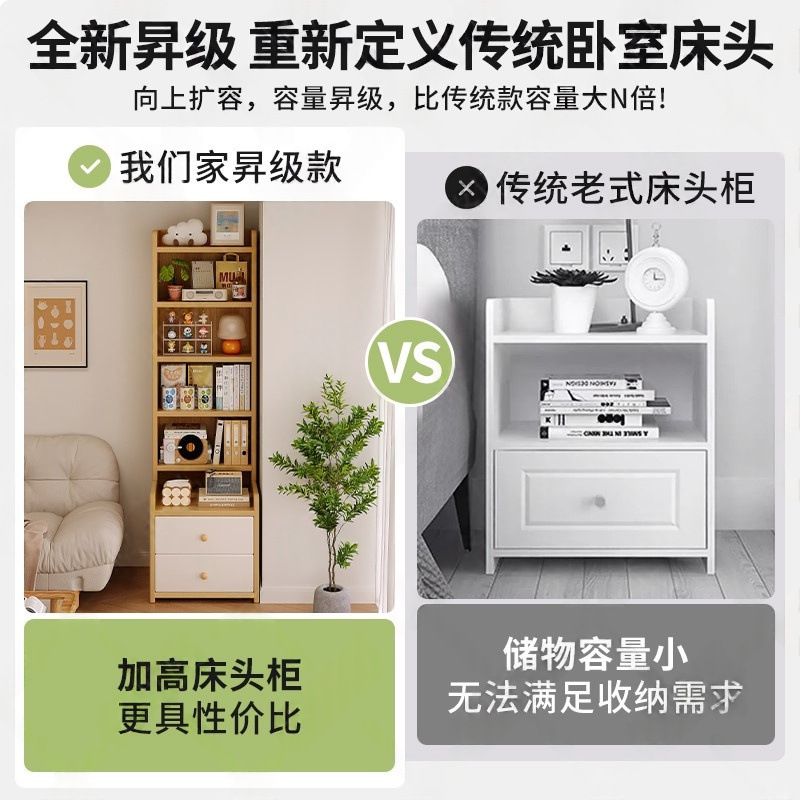 mesa de cabezal de cama dormitorio armario de almacenamiento armario de almacenamiento armario de exhibición doméstico acabado de estante elevado estante de libro piso