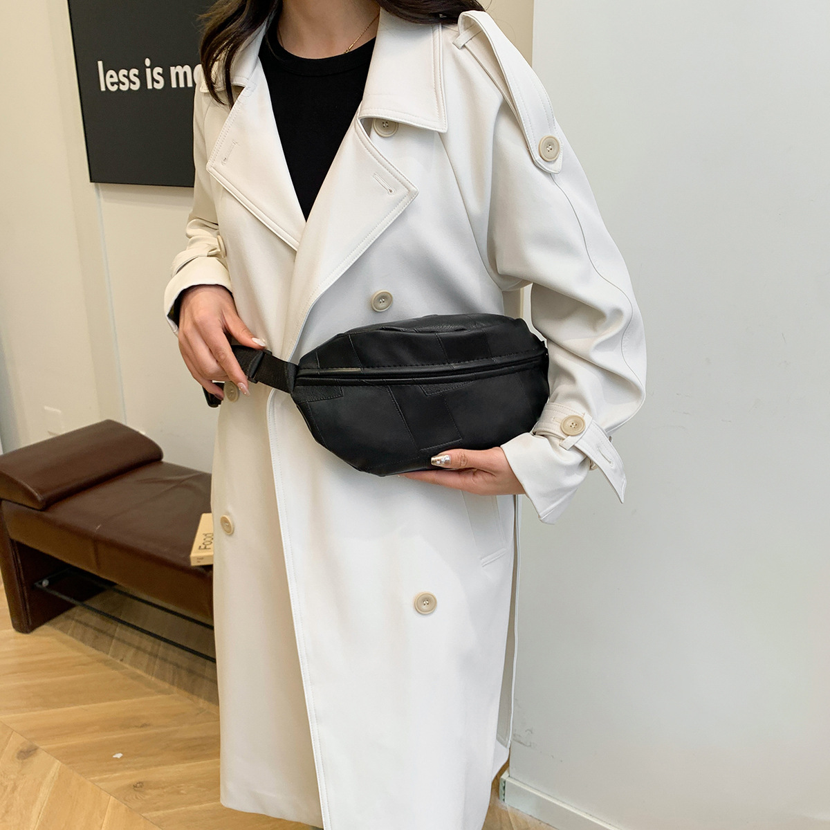 223g Weight Polyester Lining Material Zipper Closure Type Sling Strap Strap Type Fanny Pack Bags Type Casual, Daily, Shopping Occasion Nylon Material Cows, Solid Color Pattern All Seasons Season Women's Gender Basic Style Oval Shape Women's Basic Cows Solid Color Nylon Waist Bags 9