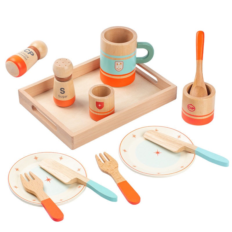 Nuevos productos creativos transfronterizos bandeja de té juegos infantiles juguetes de madera maciza para jugar a padres e hijos accesorios de juego interactivo image 7