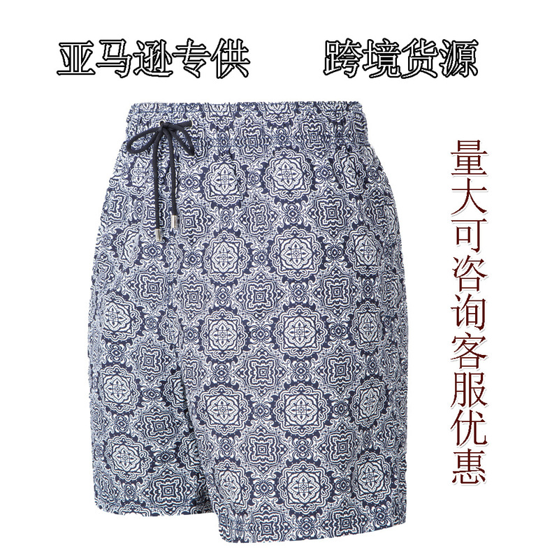 Men's shorts summer breathable home outdoor loose printing beach loose five men's pants spot wholesale