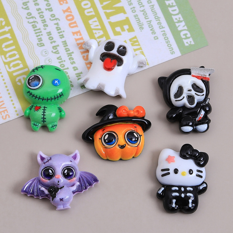 面白いニャーハロウィン漫画手作り diy クリーム接着剤樹脂小物アクセサリーホールシューズバックルジュエリー材料パッケージ|undefined