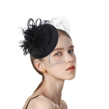 跨境亚马逊新娘羽毛头饰网纱头饰女式赛马茶会帽发箍夹子头花批发