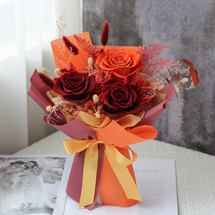 Ramos de flores de Navidad, sorgo, ramos de rosas, regalo de alta calidad para su novia en el día de San Valentín