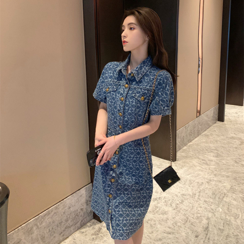 牛仔连衣裙女设计感2025夏季新款时尚高级气质复古收腰裙子|undefined
