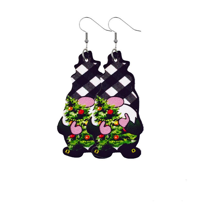 10g Weight Drop Earrings Classification 1 Pair Quantity 1 Pair Christmas Cartoon Style Santa Claus Pu Leather Drop Earrings