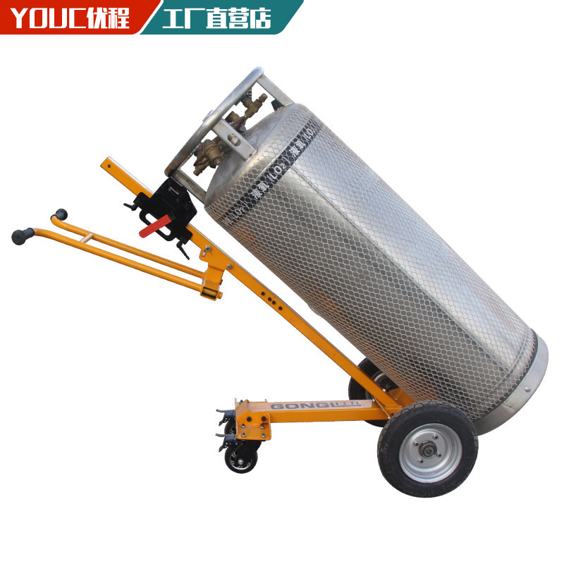 Botella de acetileno de oxígeno de cuatro ruedas carro de cilindro de gas carro de cilindro de oxígeno líquido carro de botella de acetileno carro de transporte manual carro