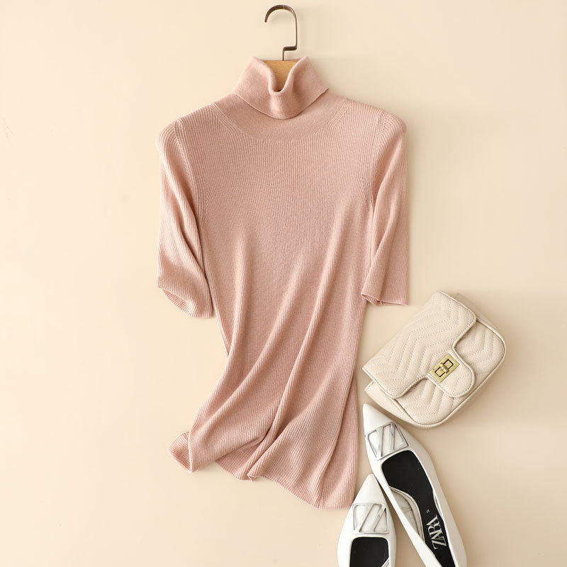Pinrong worsted pure wool sweater turtleneck sleeve top knitted base shirt women's autumn fashion slim sweater wholesale Pinrong worsted pure wool sweater turtleneck sleeve top knitted base shirt women's autumn fashion slim sweater wholesale
