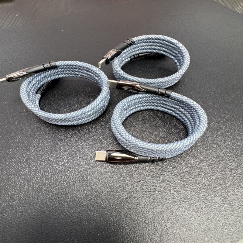 Magnetic storage data compact car fast dual Type-C laptop charging cable, magic weaving cable_voghion.com