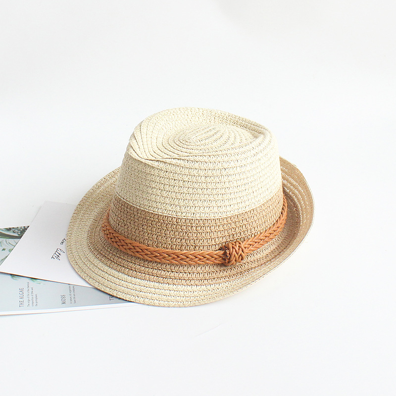 Children Unisex Gender Children Unisex Fashion Color Block Crimping Straw Hat