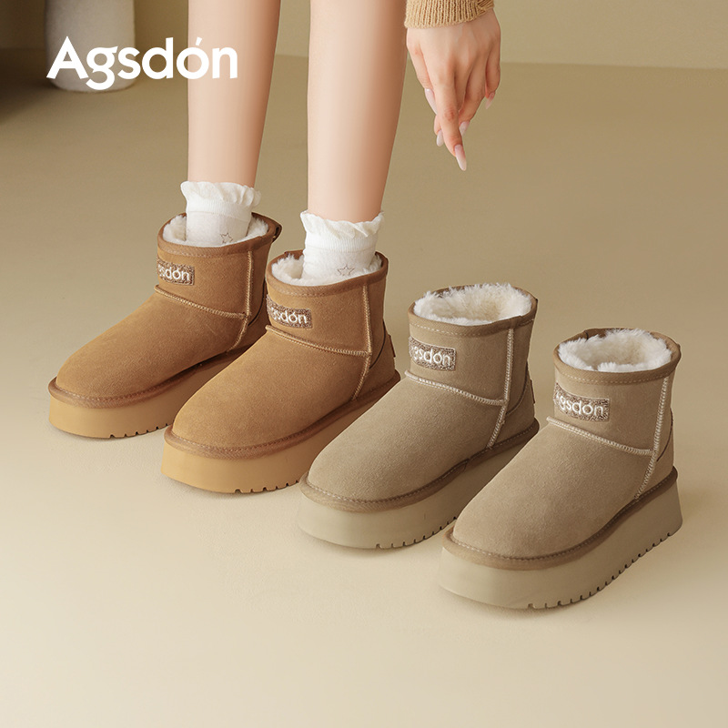 Botas de nieve para mujeres 2025 nuevo otoño y invierno con suela gruesa de lana y algodón grueso para usar botas cortas de pan