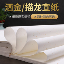 半生半熟洒金描龙宣纸 生宣纸毛笔字书法创作专用纸作品宣纸