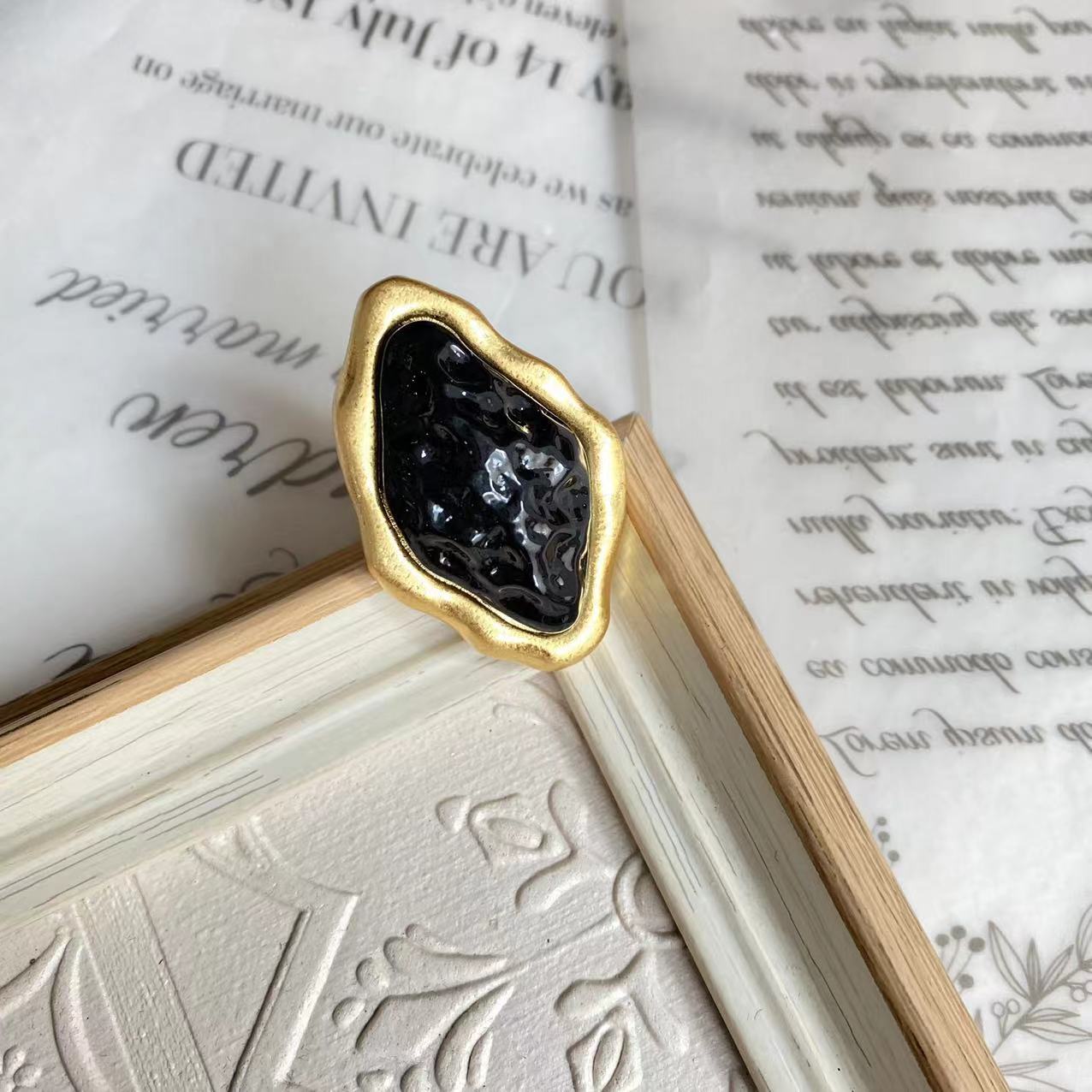 Simple Style Geometric Alloy Glass Inlay Artificial Gemstones Womenu0027S Open Ring 1 Piece