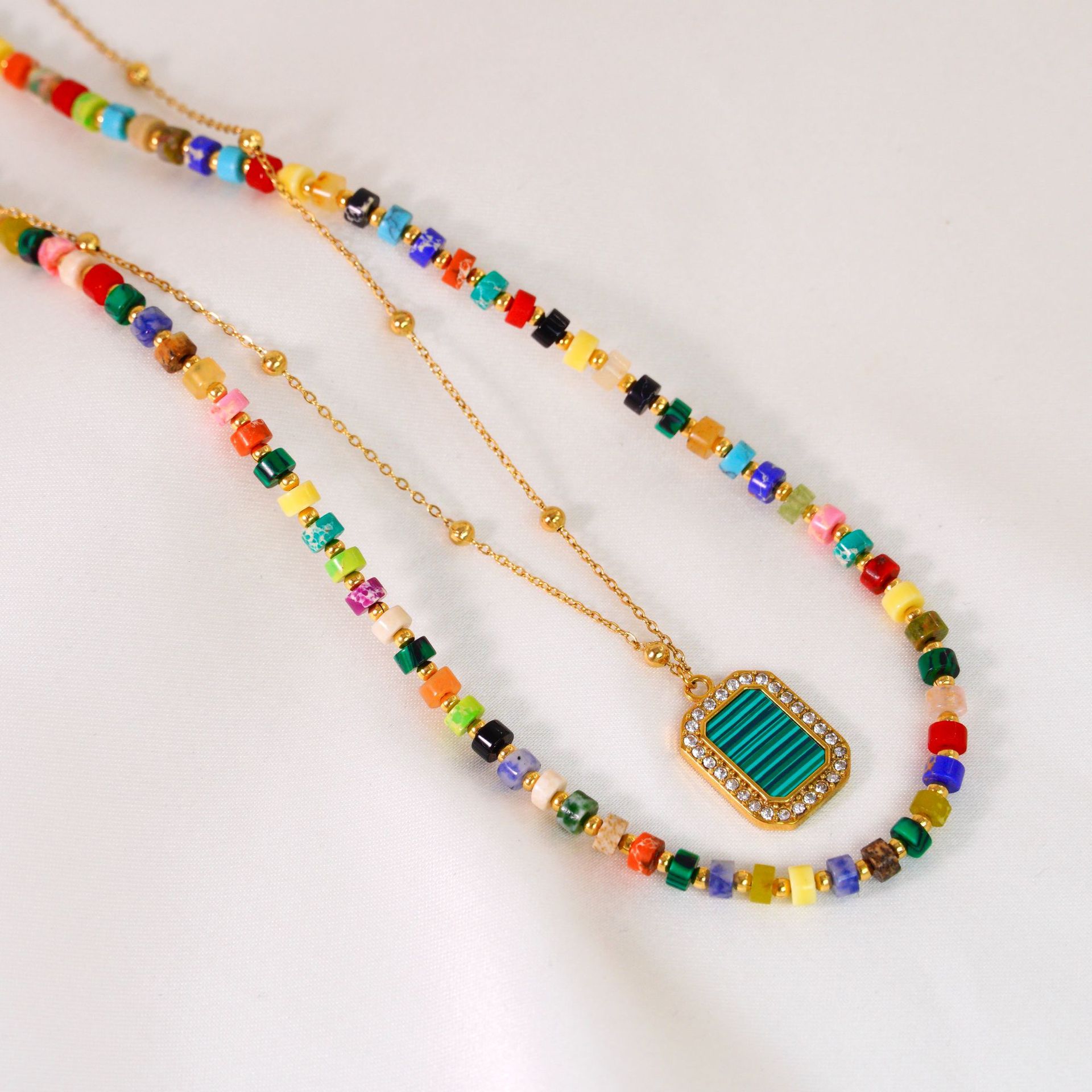 Elegant Lady Simple Style Natural Stone Titanium Steel Geometric Plating Women's Jewelry Set display picture 5